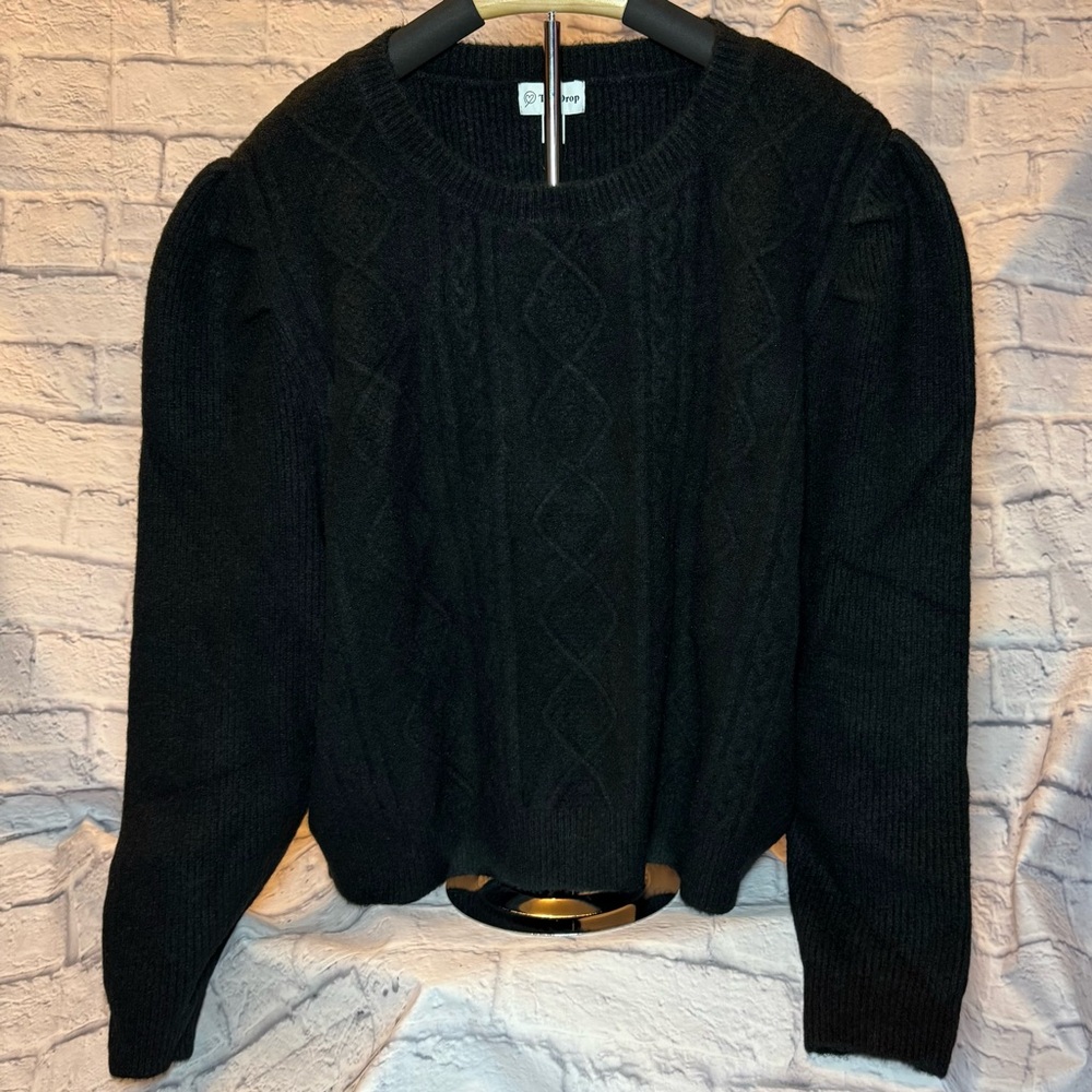 Elegant Black Cable Knit Sweater (0350)